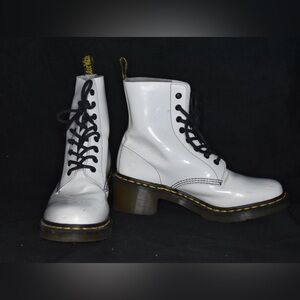 Dr. Martens white leather clemency boots